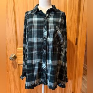 True Craft long-sleeve/collared/button-down flannel or plaid shirt hi low XL